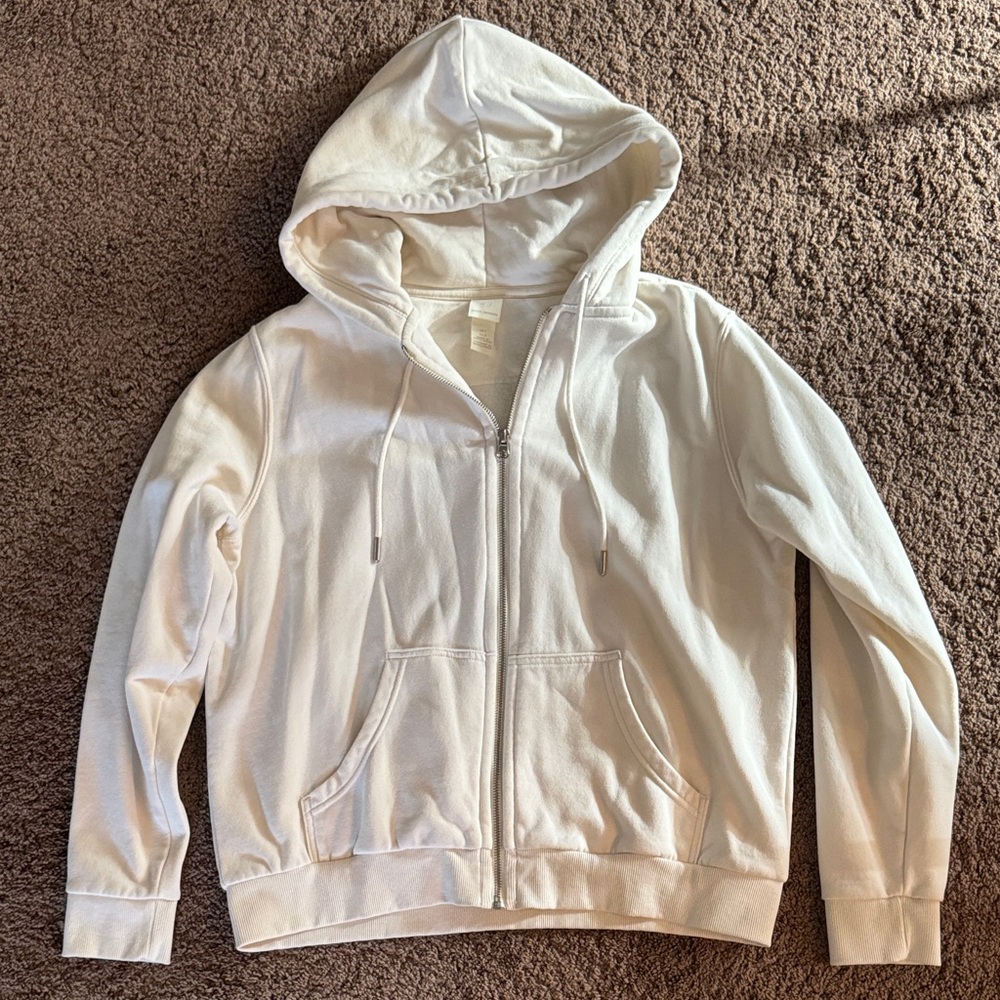 H&M Cream Zip-Up Hoodie